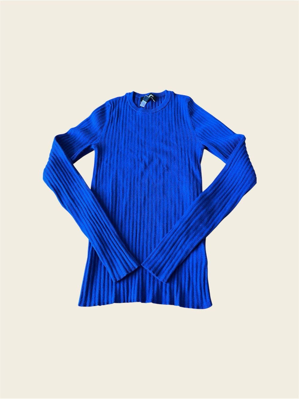 Express Ribbed Crewneck Long Sleeve Top - Royal Blue